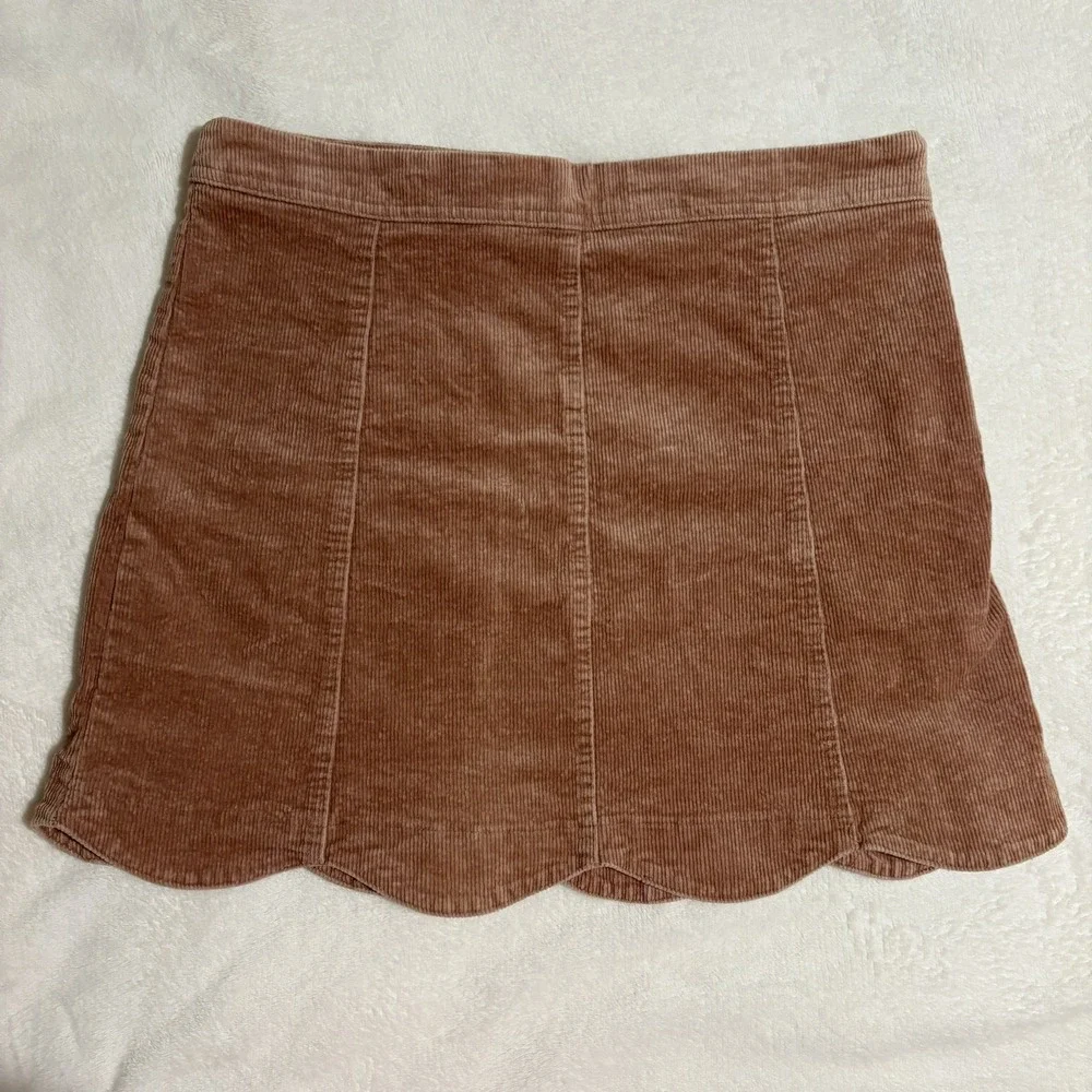 Altar'd State‎ Sophia Mini Skirt Pink Corduroy Scalloped Hem Lined Size L